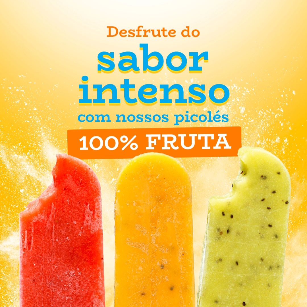 Que tal se deliciar com o sabor da sua fruta preferida em forma mais refrescante e saborosa. 🍓🥝 💛100 % FRUTA 🚫SEM  LAC